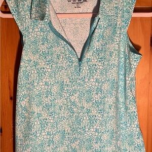 IBKUL Aqua White Sleeveless Polo quarter zip golf, tennis, pickleball small NWOT